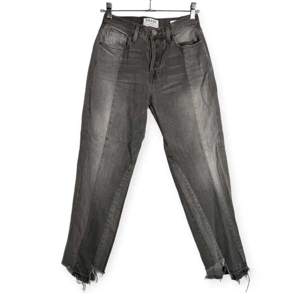Frame Le Mix Nouveau Jeans SIZE 25 RUNS SMALL Ash Gray Two Tone Raw Hem - Picture 2 of 14
